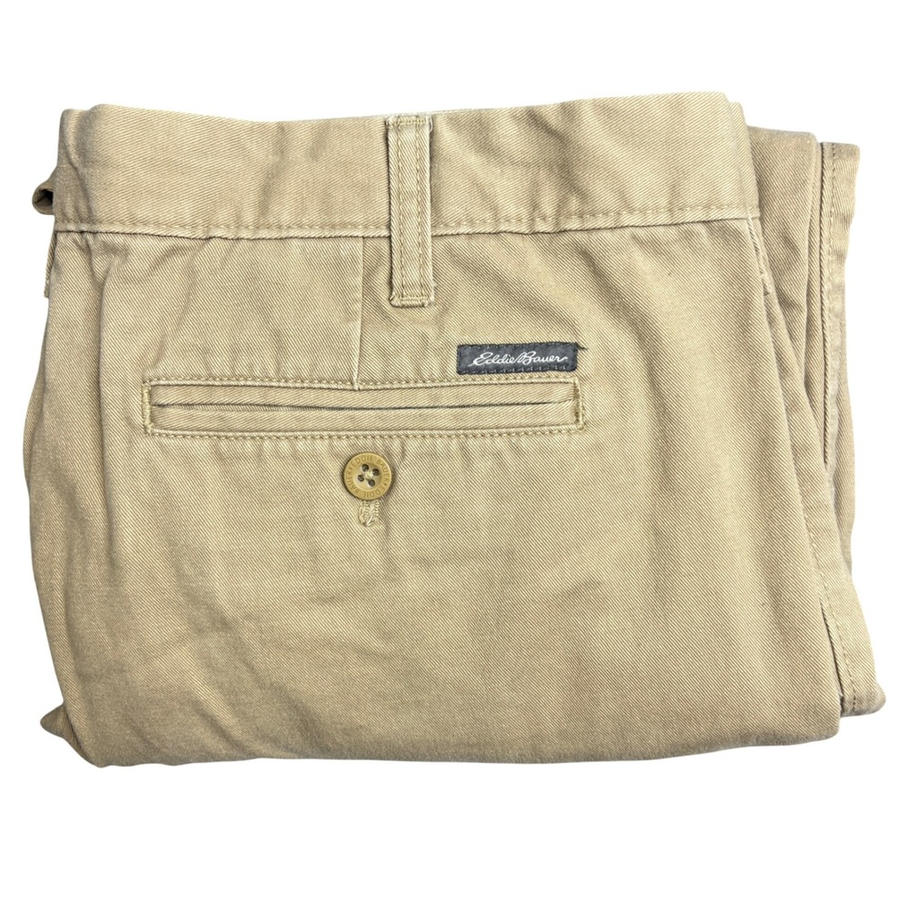 Eddie Bauer Legend Wash Mens 36x32 Classic Fit Chino Pants Khaki Tan Cotton
